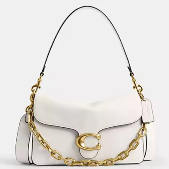 NWT ✅ Coach Soft Chain Tabby Shoulder Bag CY919 in CHALK / BRASS ⭐ NWT - Picture 1 of 16
